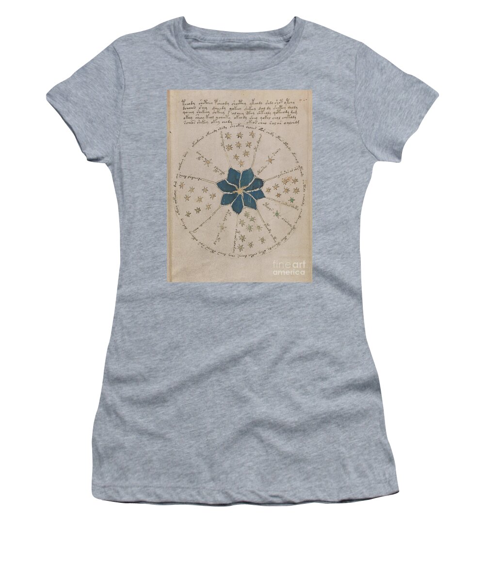 Astronomy Women's T-Shirt featuring the drawing Voynich Manuscript Astro Rosette 2 by Rick Bures