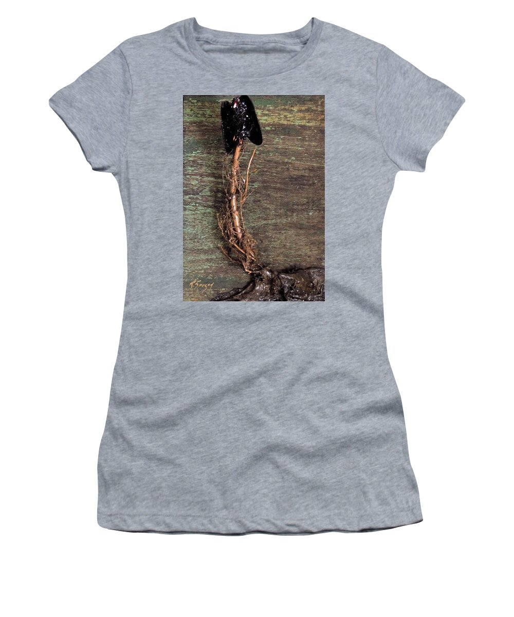 3d Women's T-Shirt featuring the mixed media Vulture with green brown background by Roger Swezey