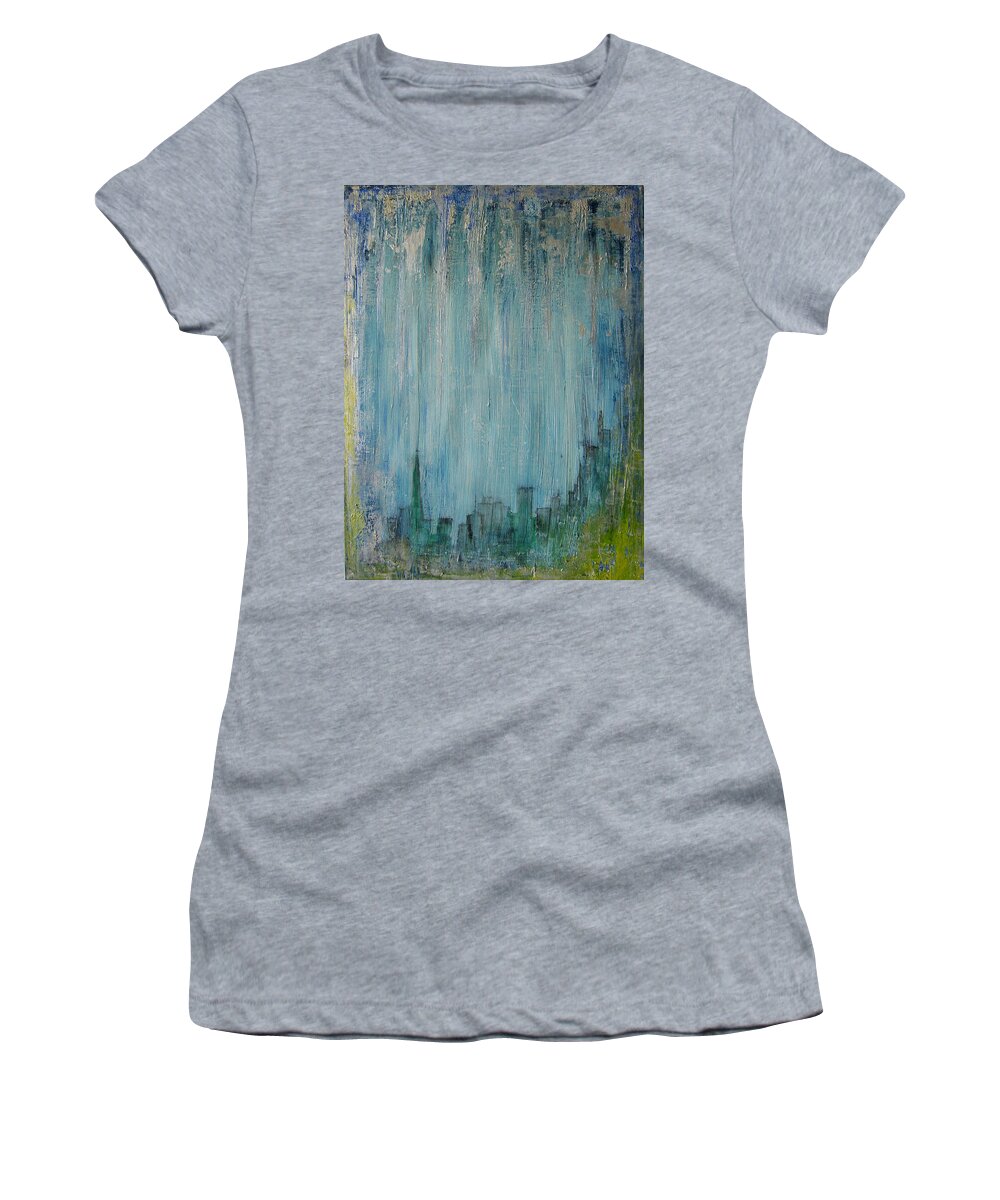Abstract Painting Women's T-Shirt featuring the painting W17 - rain heart by KUNST MIT HERZ Art with heart
