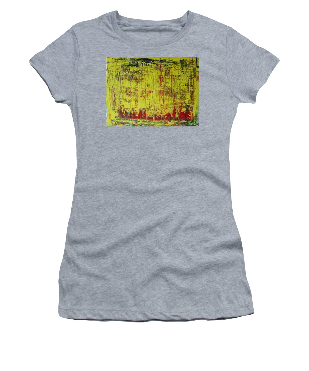 Abstract Painting Women's T-Shirt featuring the painting W18 - burner city by KUNST MIT HERZ Art with heart