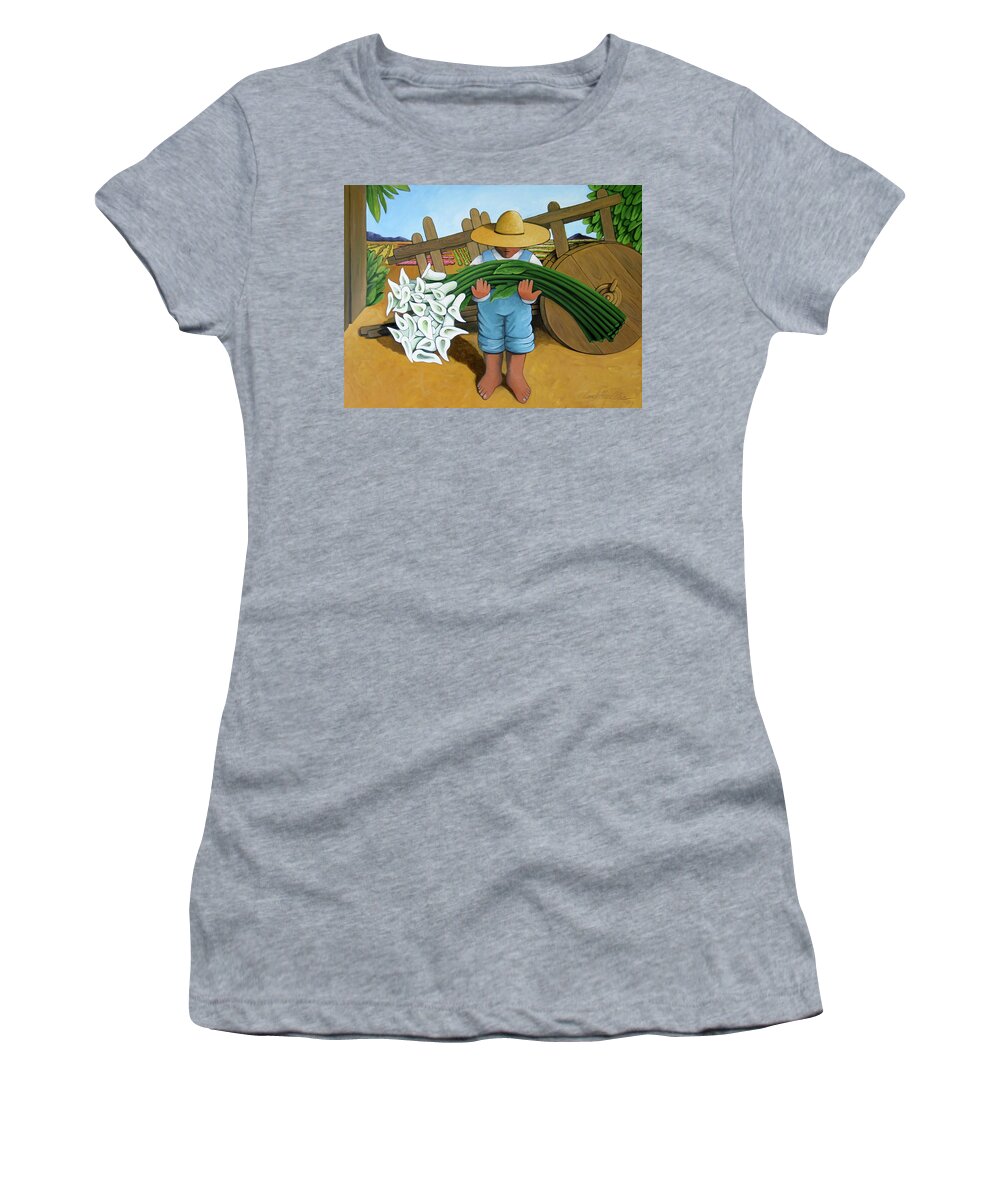 Garden Women's T-Shirt featuring the painting Wagon Lilies by Lance Headlee