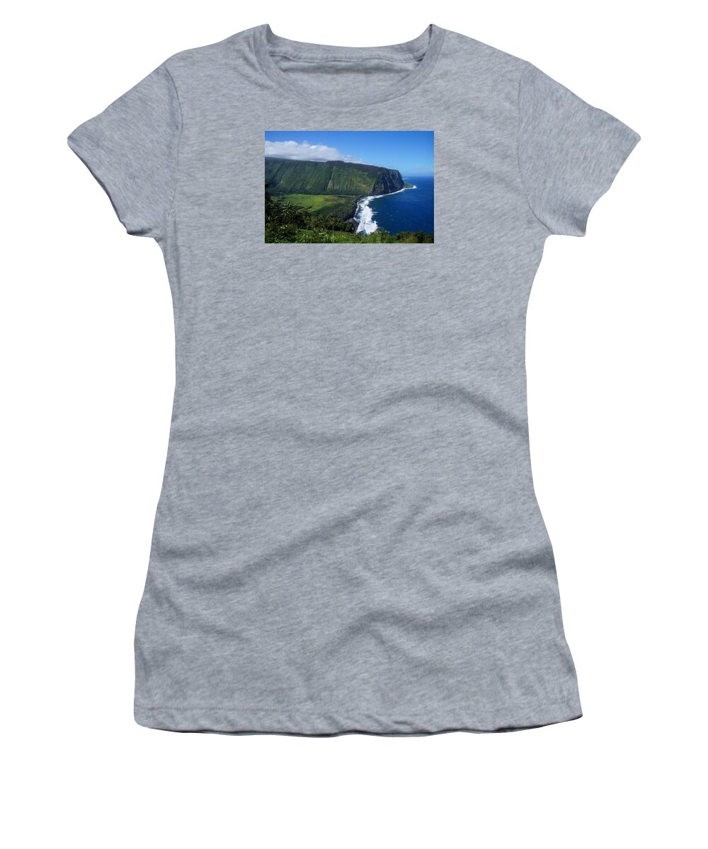 Waipio Valley Women's T-Shirt featuring the photograph Waipio Valley Lookout by Pamela Walton