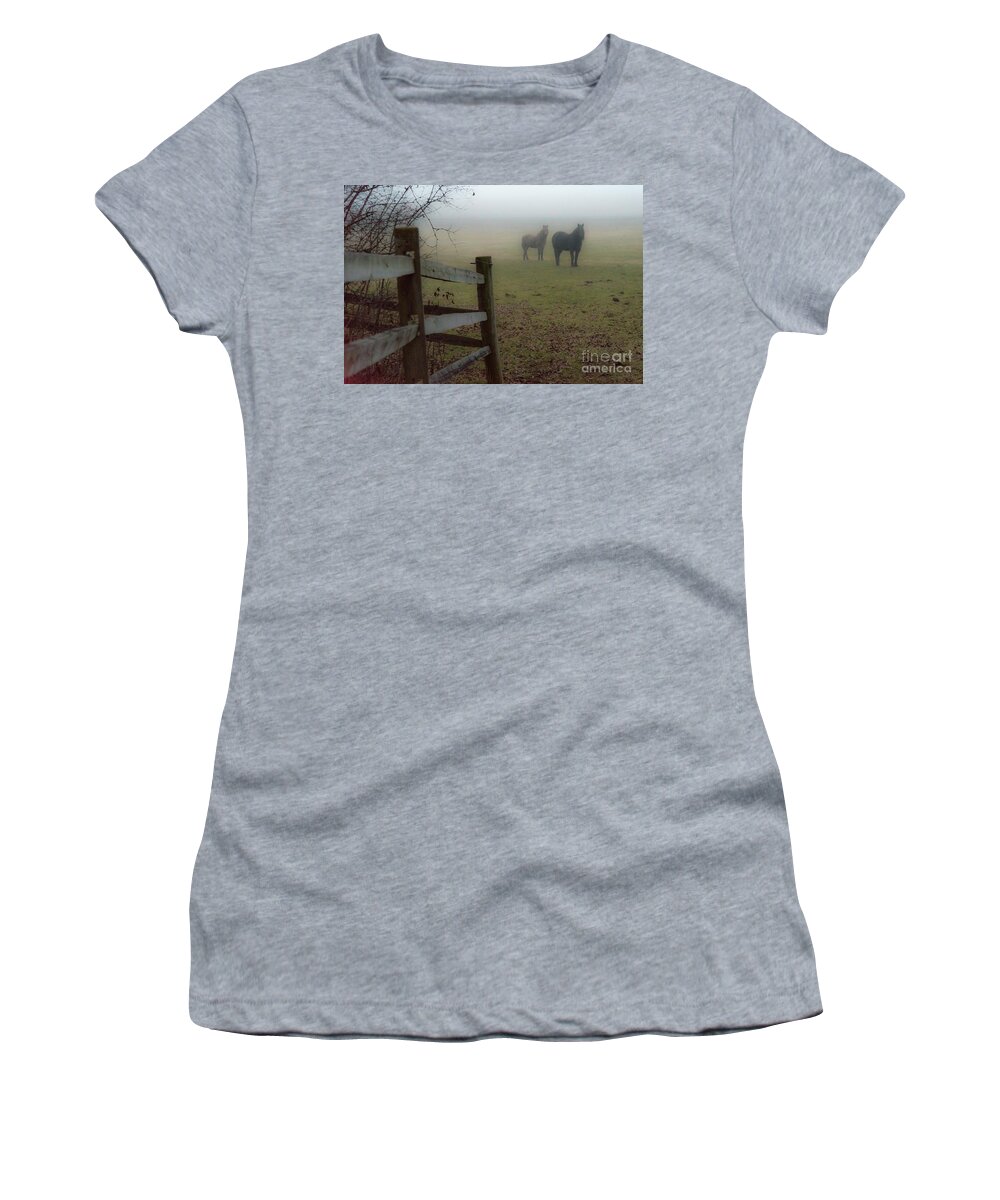 Nature Women's T-Shirt featuring the photograph Waiting for the Fog to Lift by Joann Long