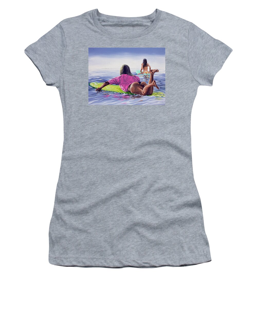 Acrylic Women's T-Shirt featuring the painting Waiting for the Sun by William Love