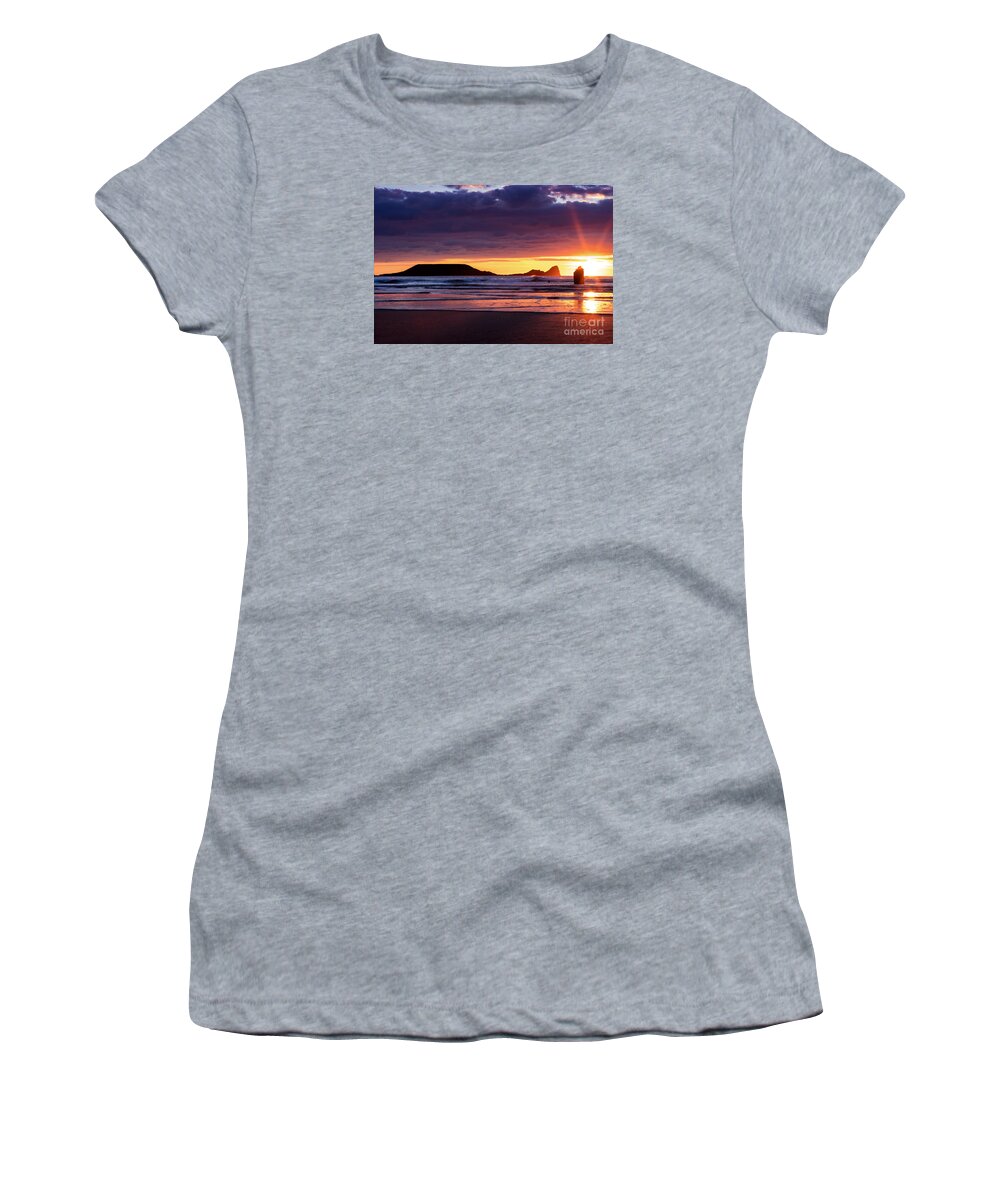 Clouds Women's T-Shirt featuring the photograph Wales Gower Coast Helvetia by Minolta D