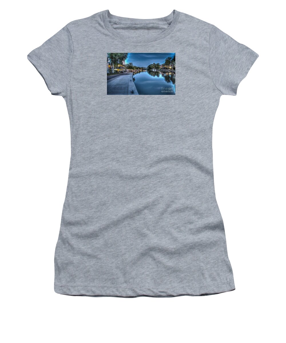 Sidewalk Women's T-Shirt featuring the photograph Walk on the Canal by Joann Long