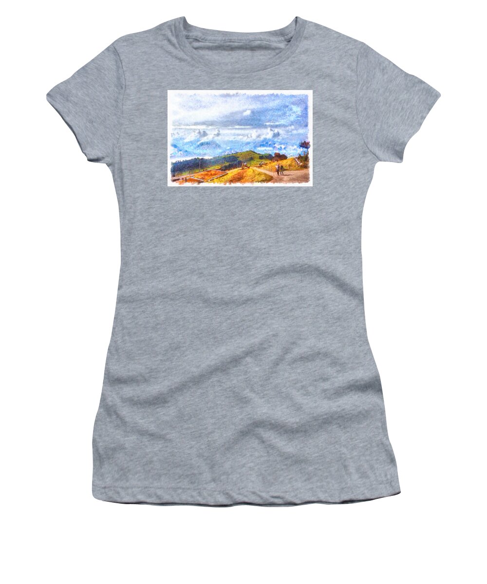 Swiss Alps Women's T-Shirt featuring the photograph Walking out on a Swiss landscape by Ashish Agarwal