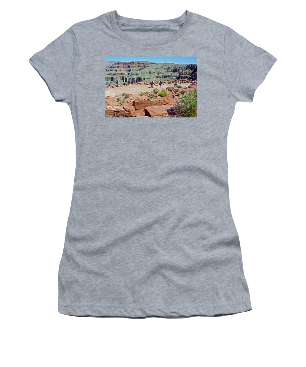 Walkway Along Canyon At Guano Point In Grand Canyon West Women's T-Shirt featuring the photograph Walkway along Canyon at Guano Point in Grand Canyon West, Arizona by Ruth Hager