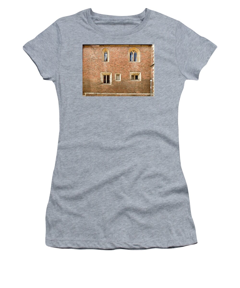 Cambridge Women's T-Shirt featuring the photograph Wall of five windows. by Elena Perelman