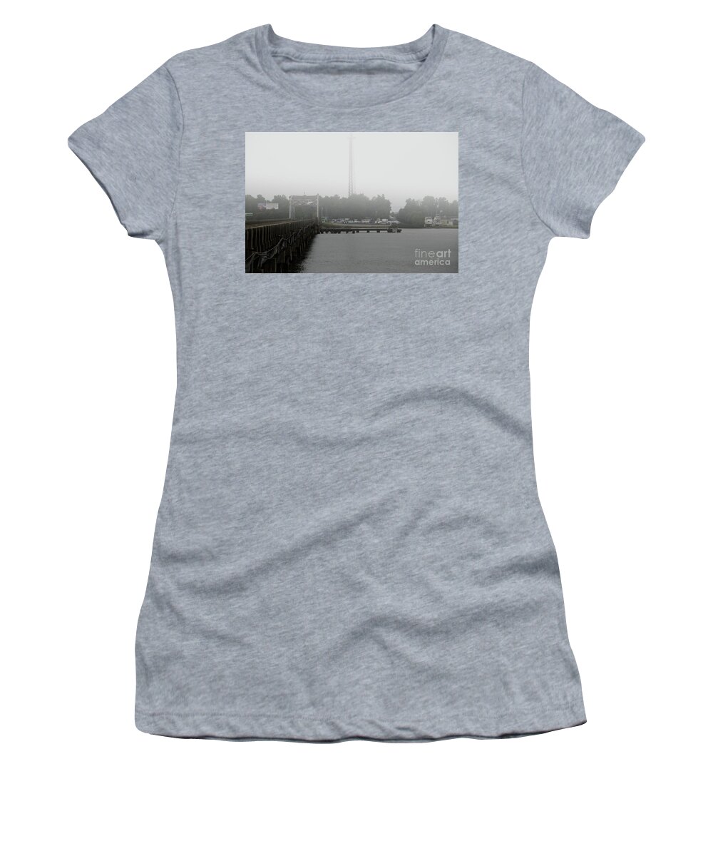Fog Women's T-Shirt featuring the photograph Wando River Bridge Fog by Dale Powell
