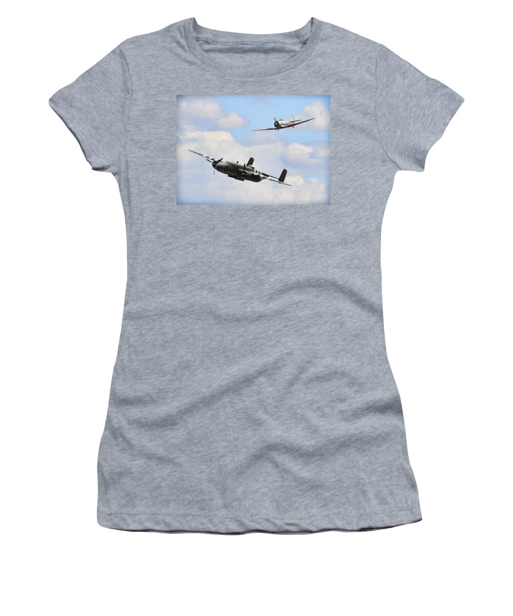 Airplanes Women's T-Shirt featuring the photograph War Birds by Steve McKinzie