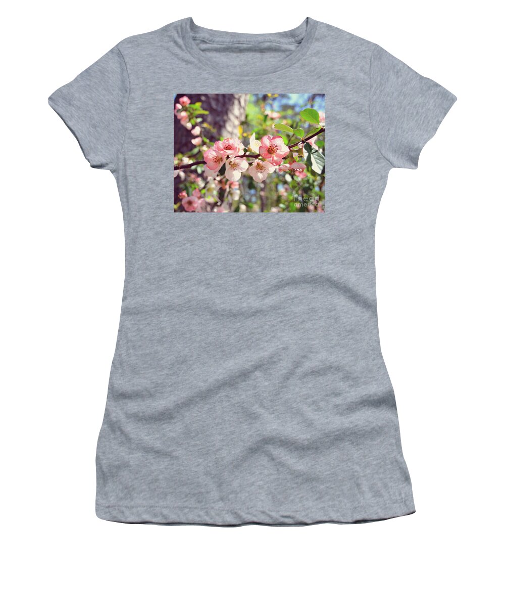 Adrian-deleon Women's T-Shirt featuring the photograph Warm Pink Spring Florals - Georgia by Adrian De Leon Art and Photography