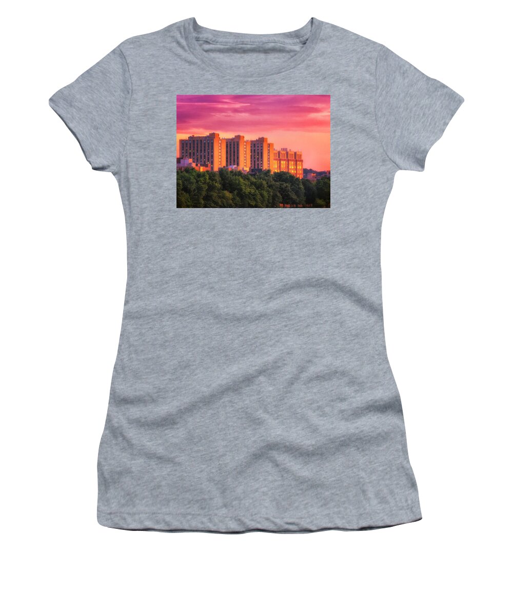 Boston Women's T-Shirt featuring the photograph Warren Tower Gold by Sylvia J Zarco