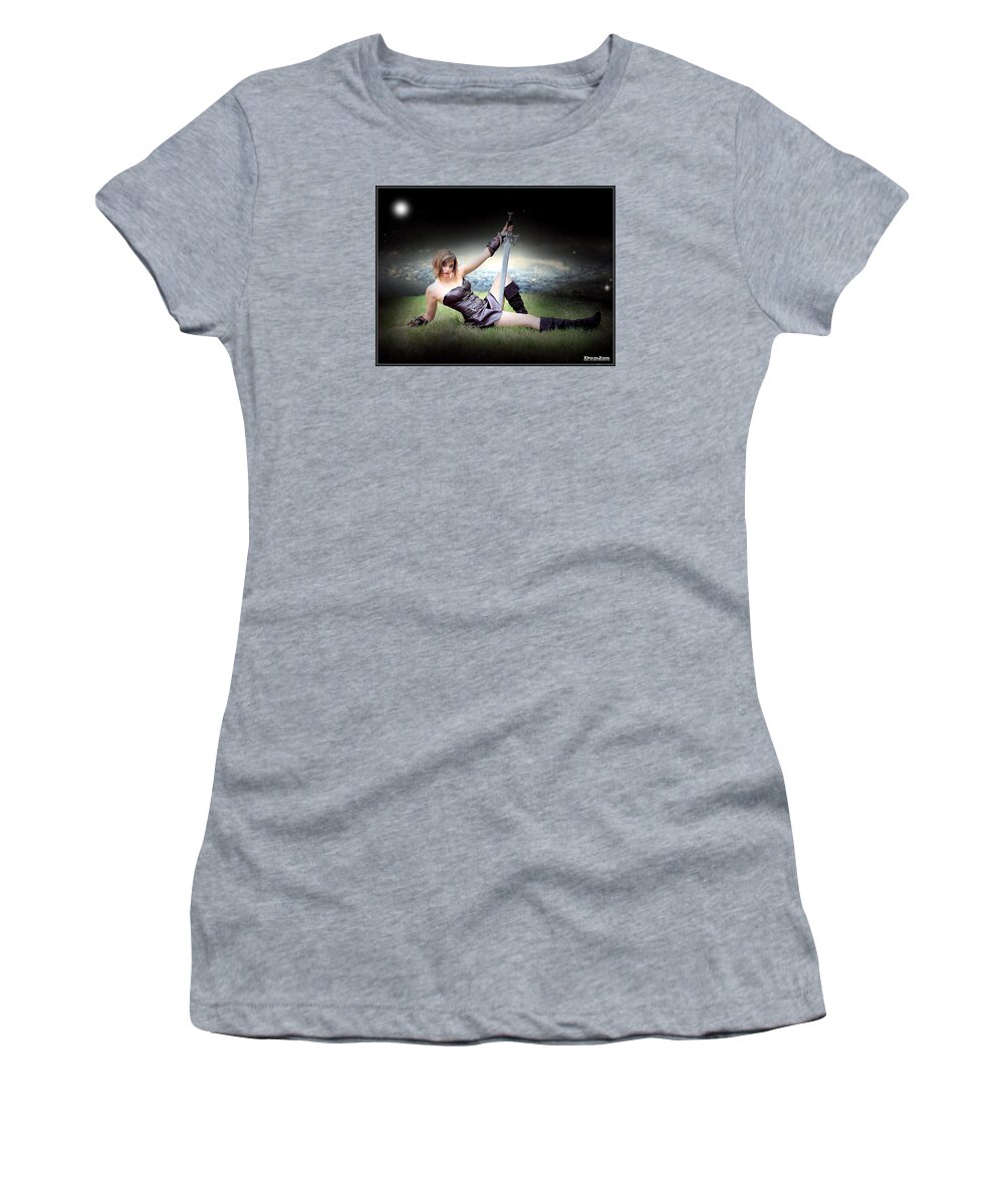 Fantasy Women's T-Shirt featuring the painting Warrior Princess At Rest by Jon Volden