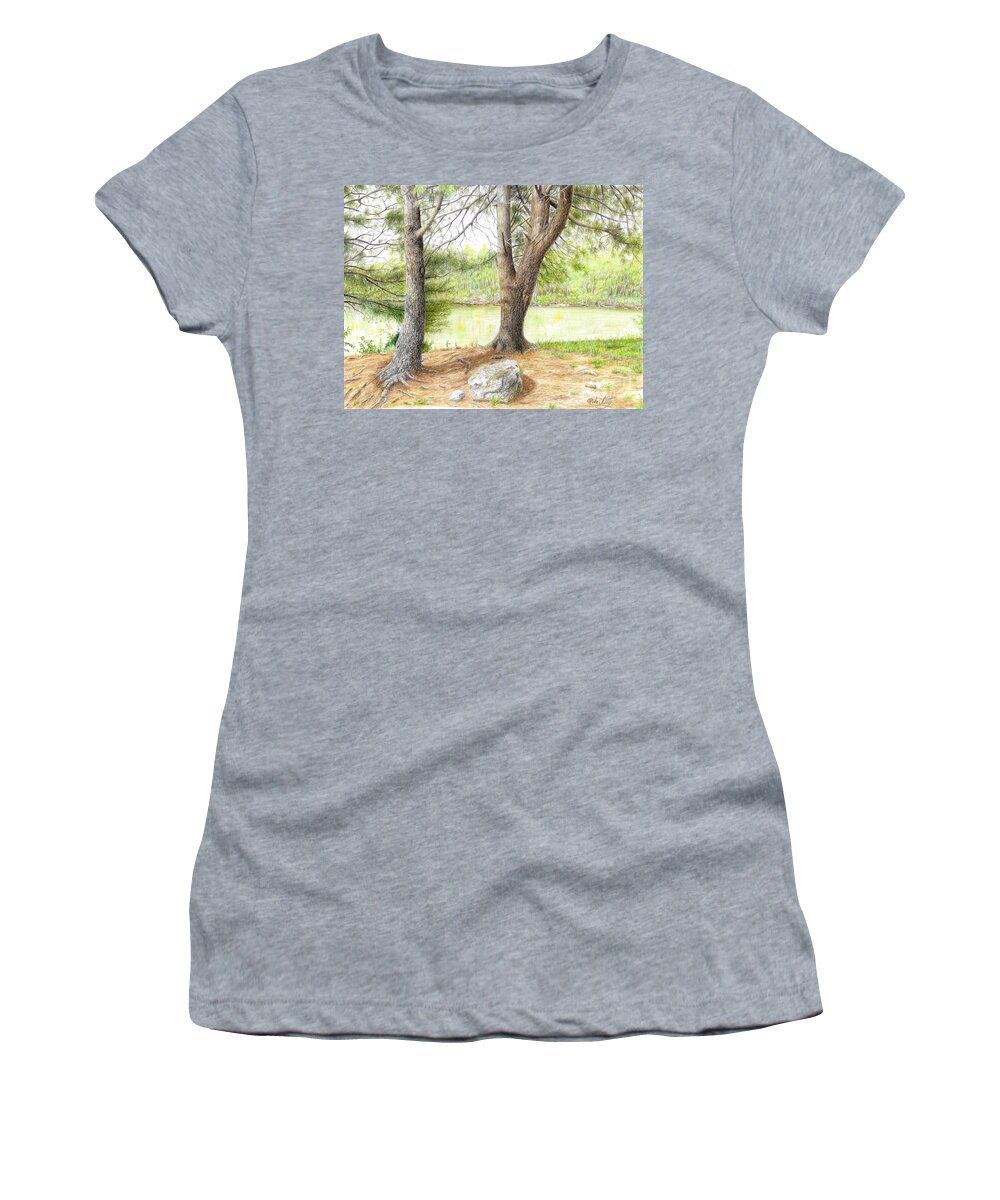 Warriors Path Women's T-Shirt featuring the drawing Warriors Path St Park by Mike Ivey