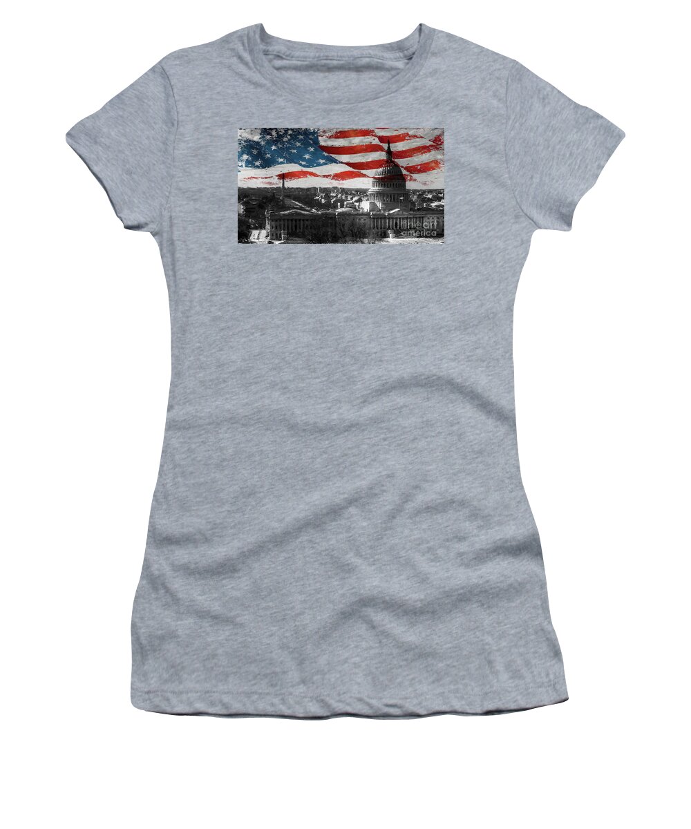 American Women's T-Shirt featuring the painting Washington DC 56T by Gull G