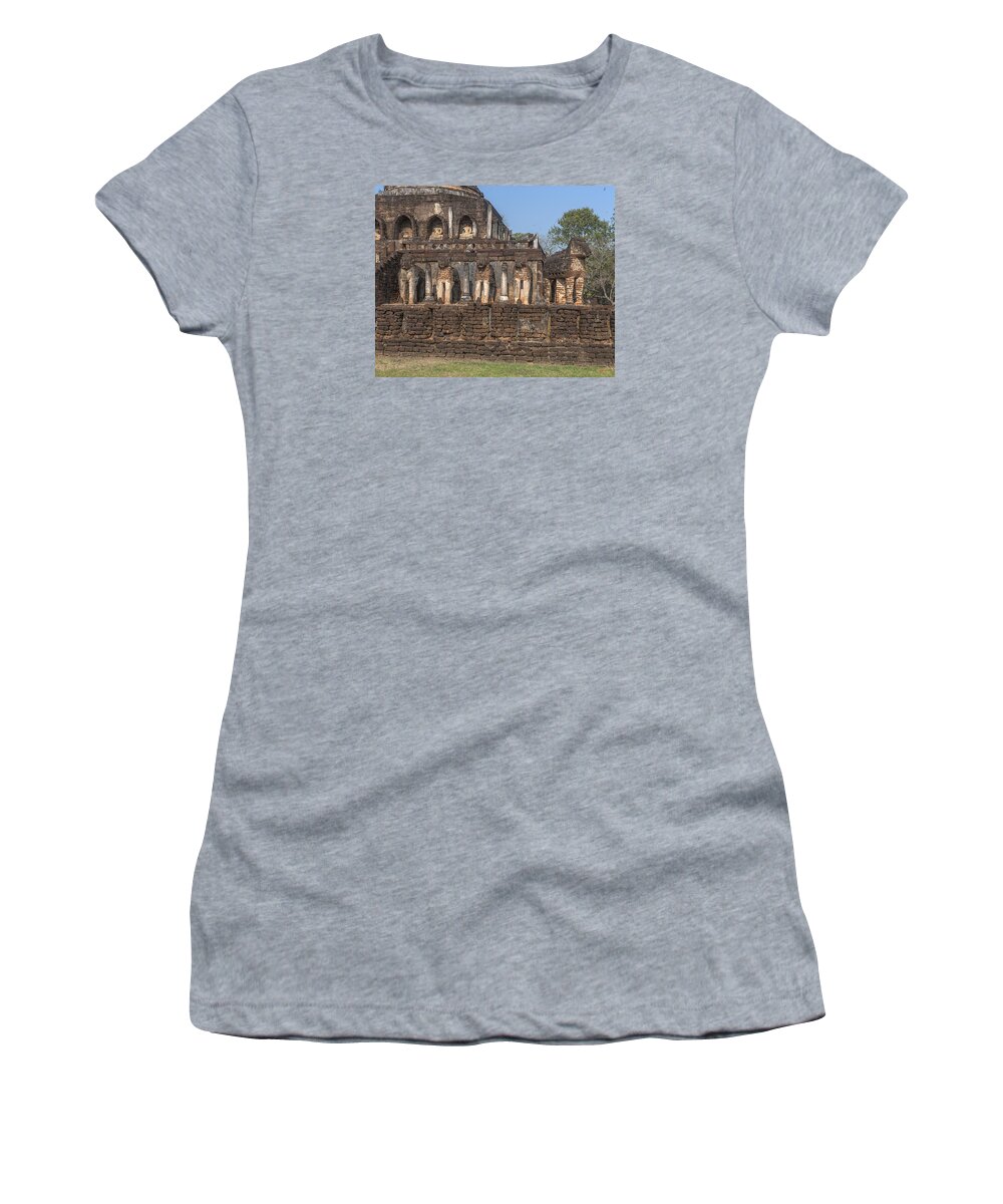 Temple Women's T-Shirt featuring the photograph Wat Chang Lom Lion Figures on Main Chedi DTHST0122 by Gerry Gantt