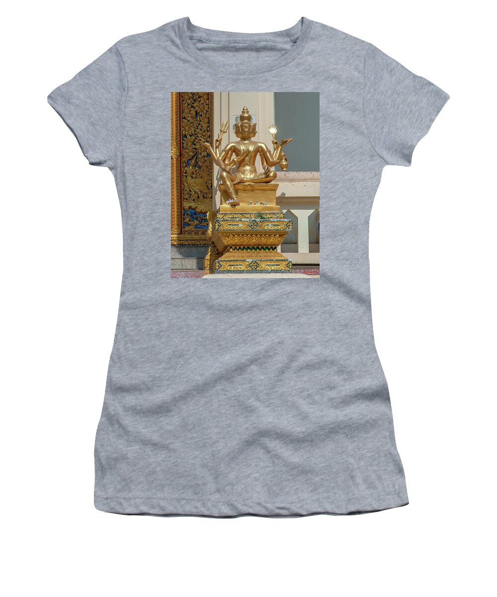 Temple Women's T-Shirt featuring the photograph Wat Phrom Chariyawat Phra Ubosot Brahma Image DTHNS0121 by Gerry Gantt