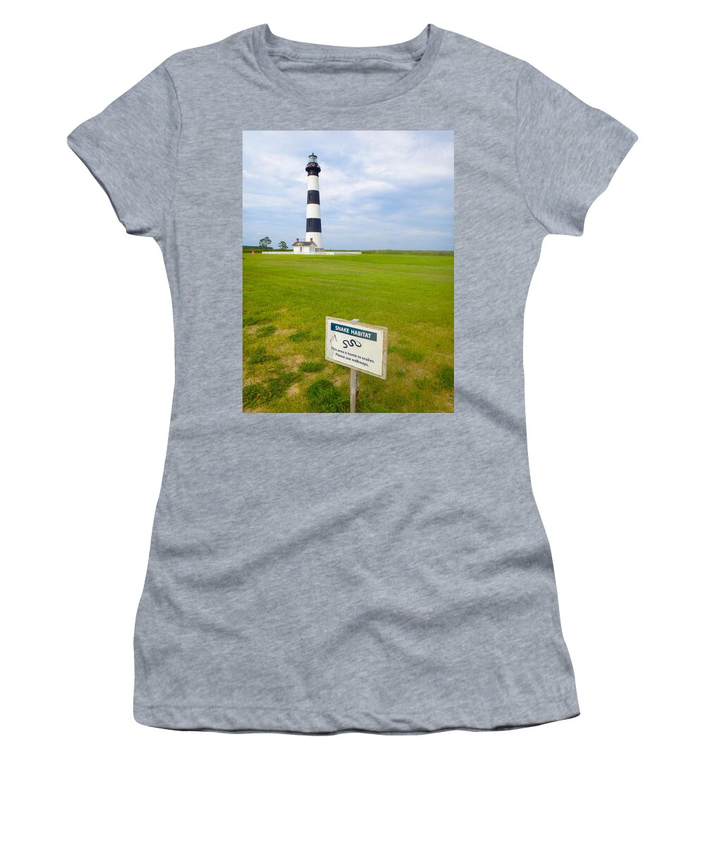 Bodie Lighthouse Women's T-Shirt featuring the photograph Watch Out for Snakes at Bodie Light by Jeff at JSJ Photography