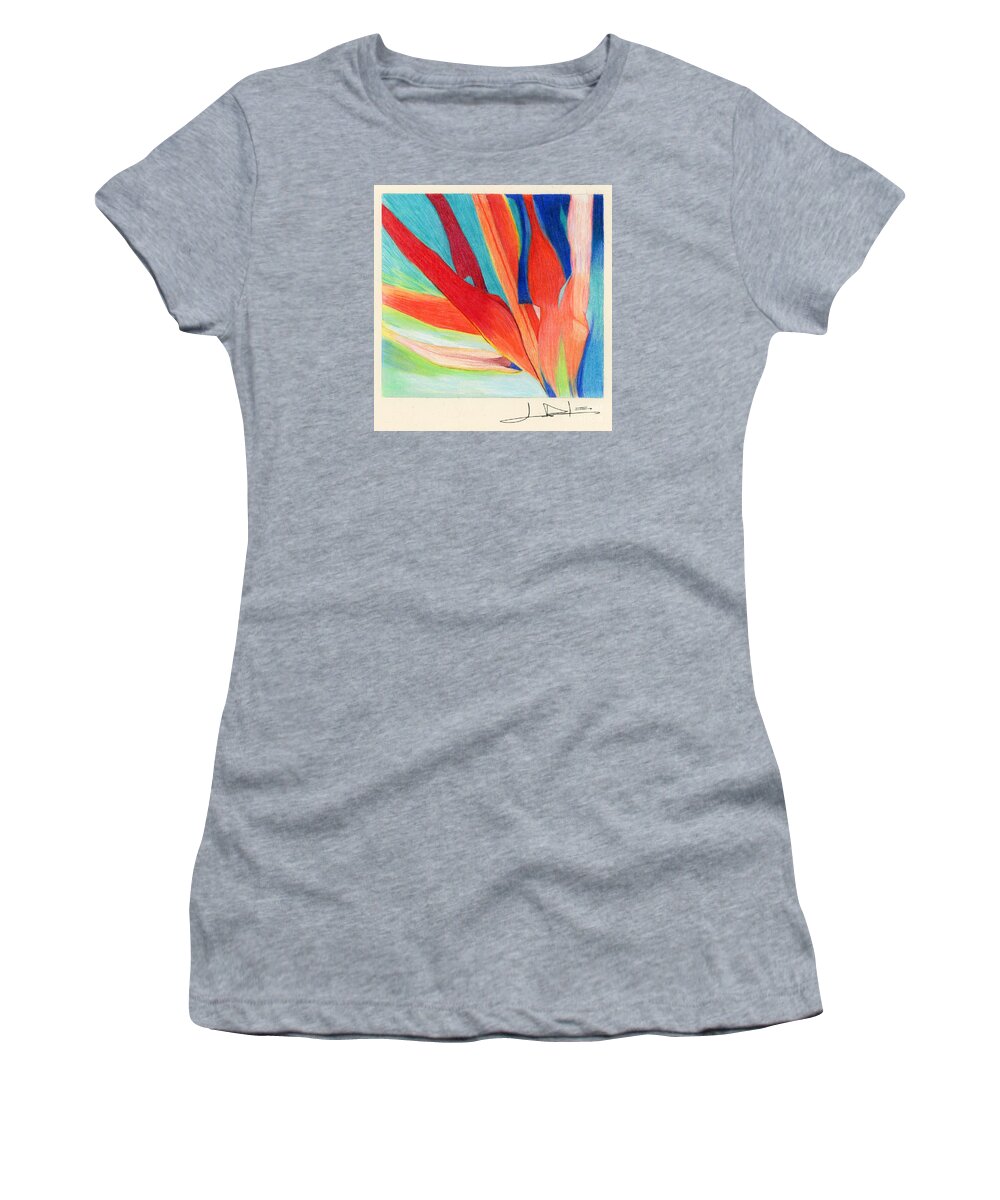 Abstract Women's T-Shirt featuring the drawing Water Grass Blue by George D Gordon III