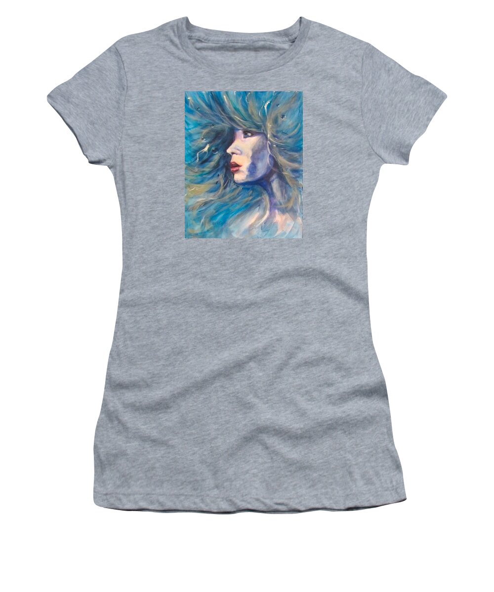 Woman Women's T-Shirt featuring the painting Water Spirit by Barbara O'Toole