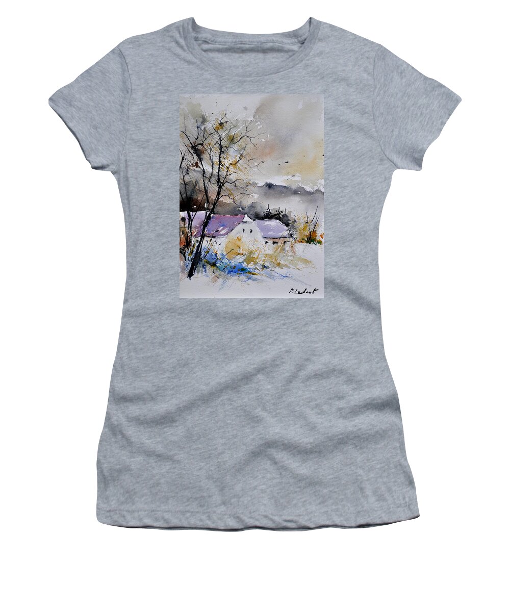 Landscape Women's T-Shirt featuring the painting Watercolor 112012 by Pol Ledent