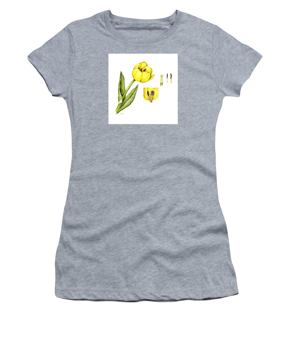 Flower Women's T-Shirt featuring the painting Watercolor Flower Yellow Tulip by Karla Beatty