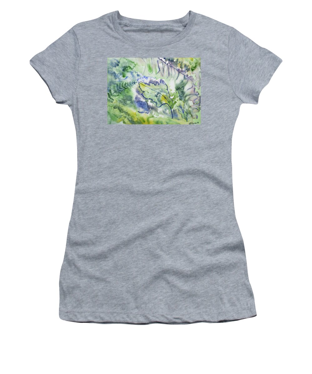 Leaf Women's T-Shirt featuring the painting Watercolor - Leaves and Textures of Nature by Cascade Colors