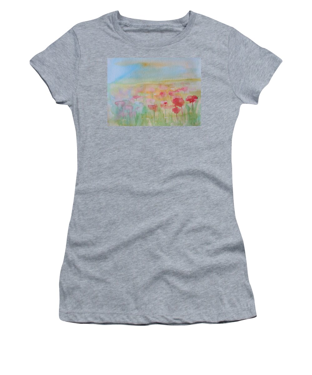 Flowers Women's T-Shirt featuring the painting Watercolor Poppies by Julie Lueders 