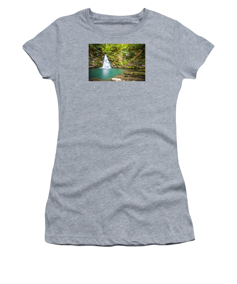 Landscape Women's T-Shirt featuring the photograph Waterfall Landscape by Adina Bitterlich