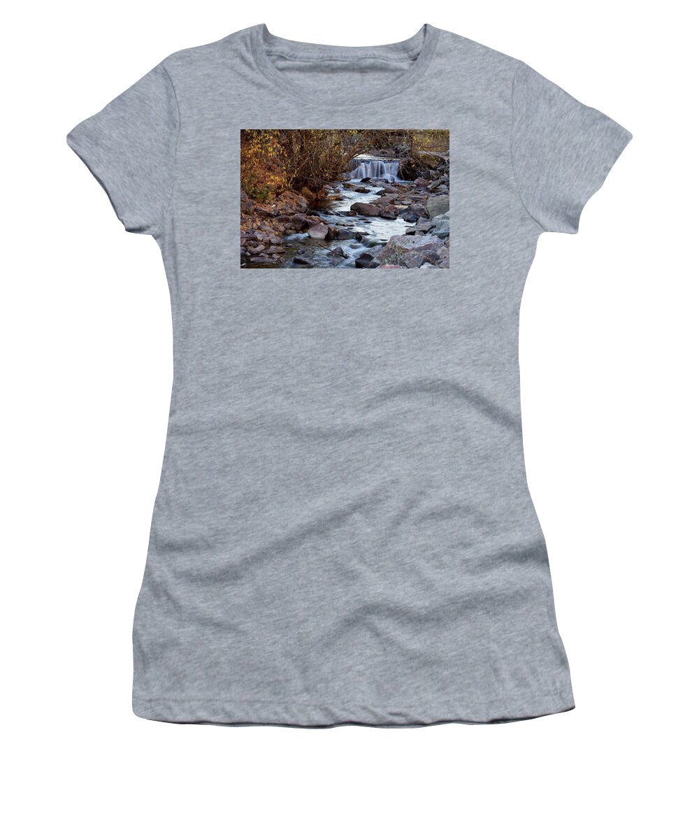 Waterfall Women's T-Shirt featuring the photograph Waterfall On Beautiful Boulder Creek by James BO Insogna
