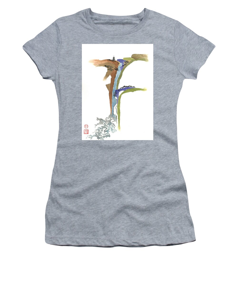 Waterfall Women's T-Shirt featuring the painting Waterfall by Terri Harris