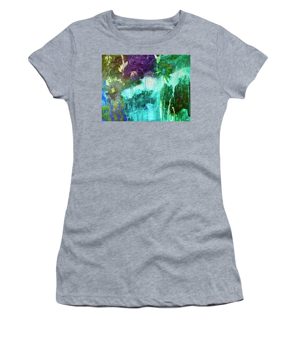 Aqua Women's T-Shirt featuring the painting Waterworld by Carole Johnson