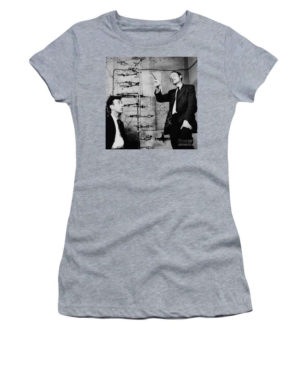 Watson Women's T-Shirt featuring the photograph Watson and Crick by A Barrington Brown and Photo Researchers