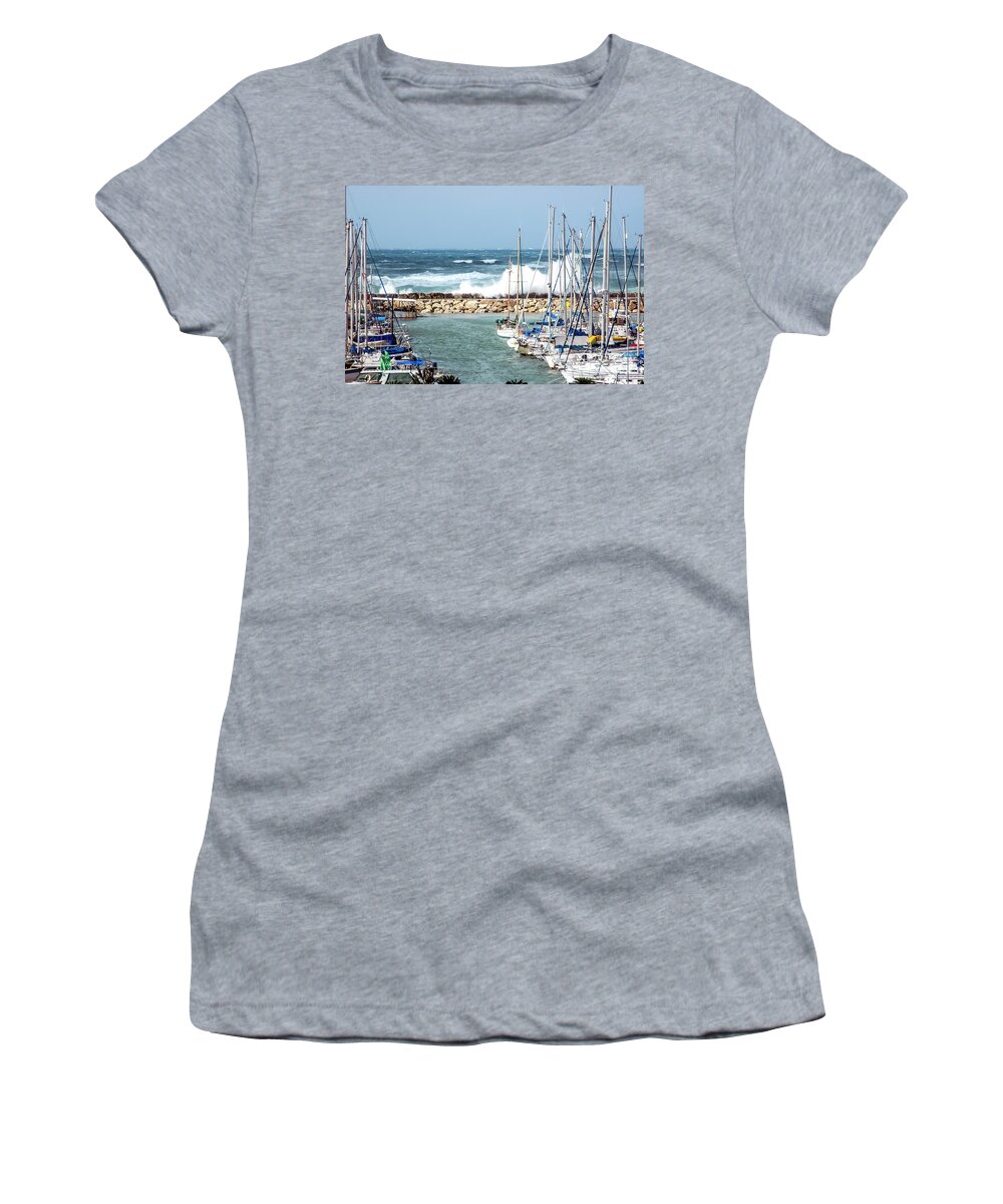 Psi Women's T-Shirt featuring the photograph Wave breaking into the harbour by Ilan Rosen