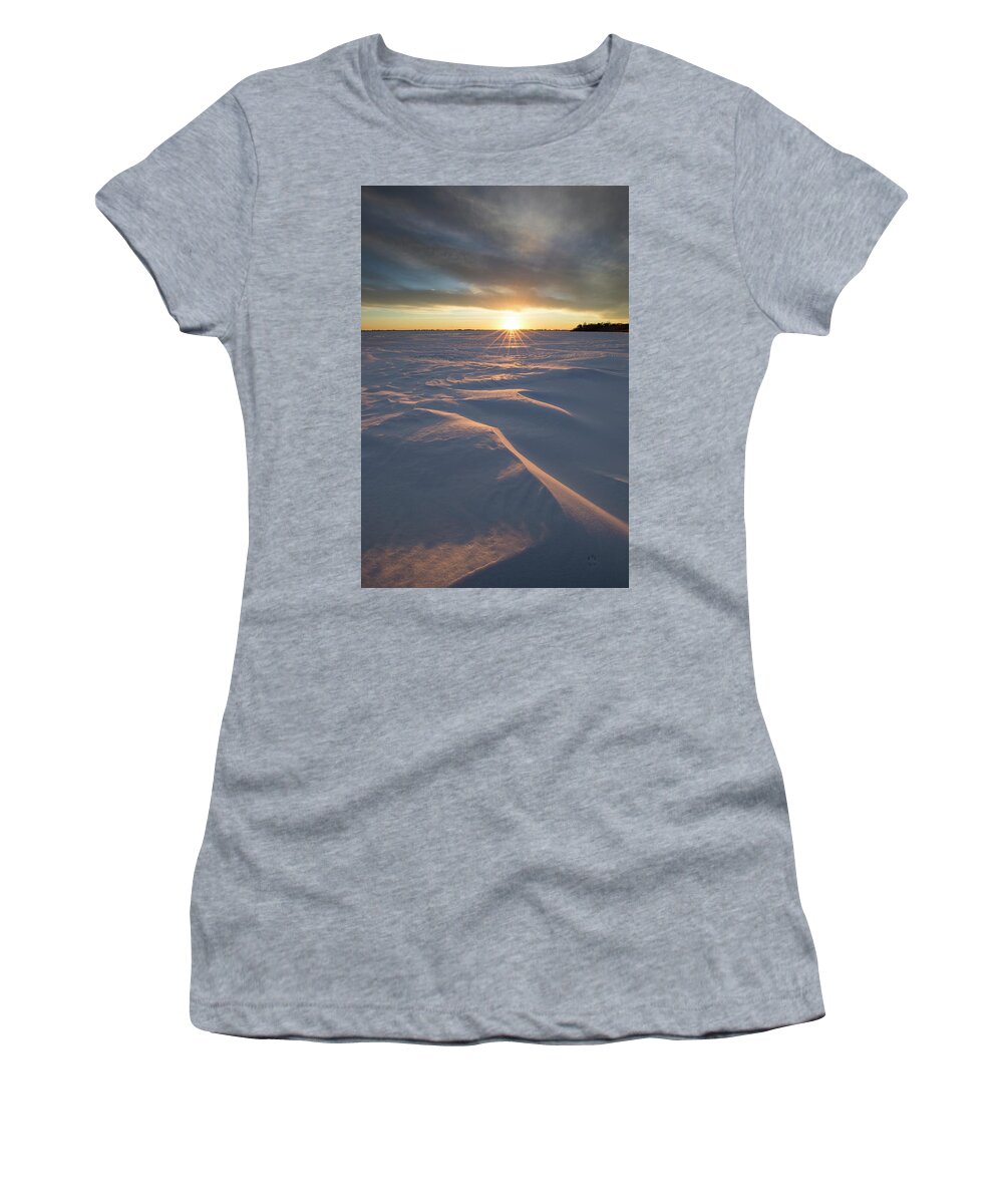 Huron Women's T-Shirt featuring the photograph Waves of Snow by Aaron J Groen