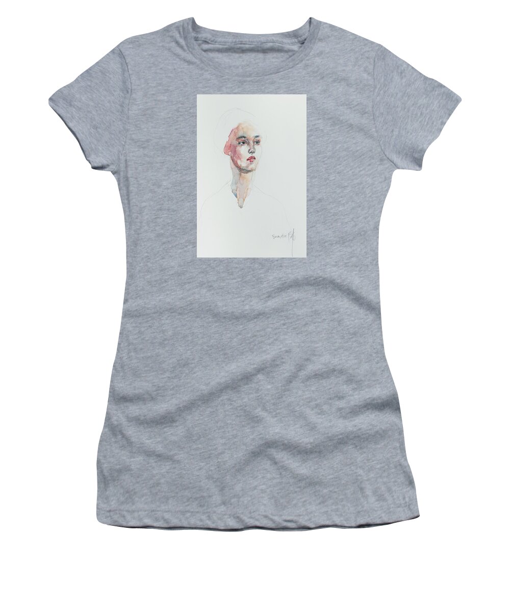 Watercolor Women's T-Shirt featuring the painting WC Mini Portrait 6       by Becky Kim