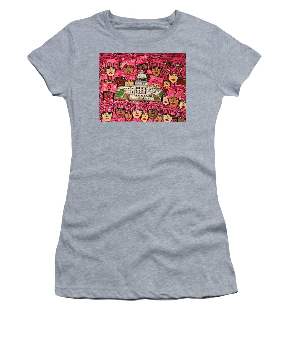 Polymer Clay Women's T-Shirt featuring the mixed media We Matter by Deborah Stanley