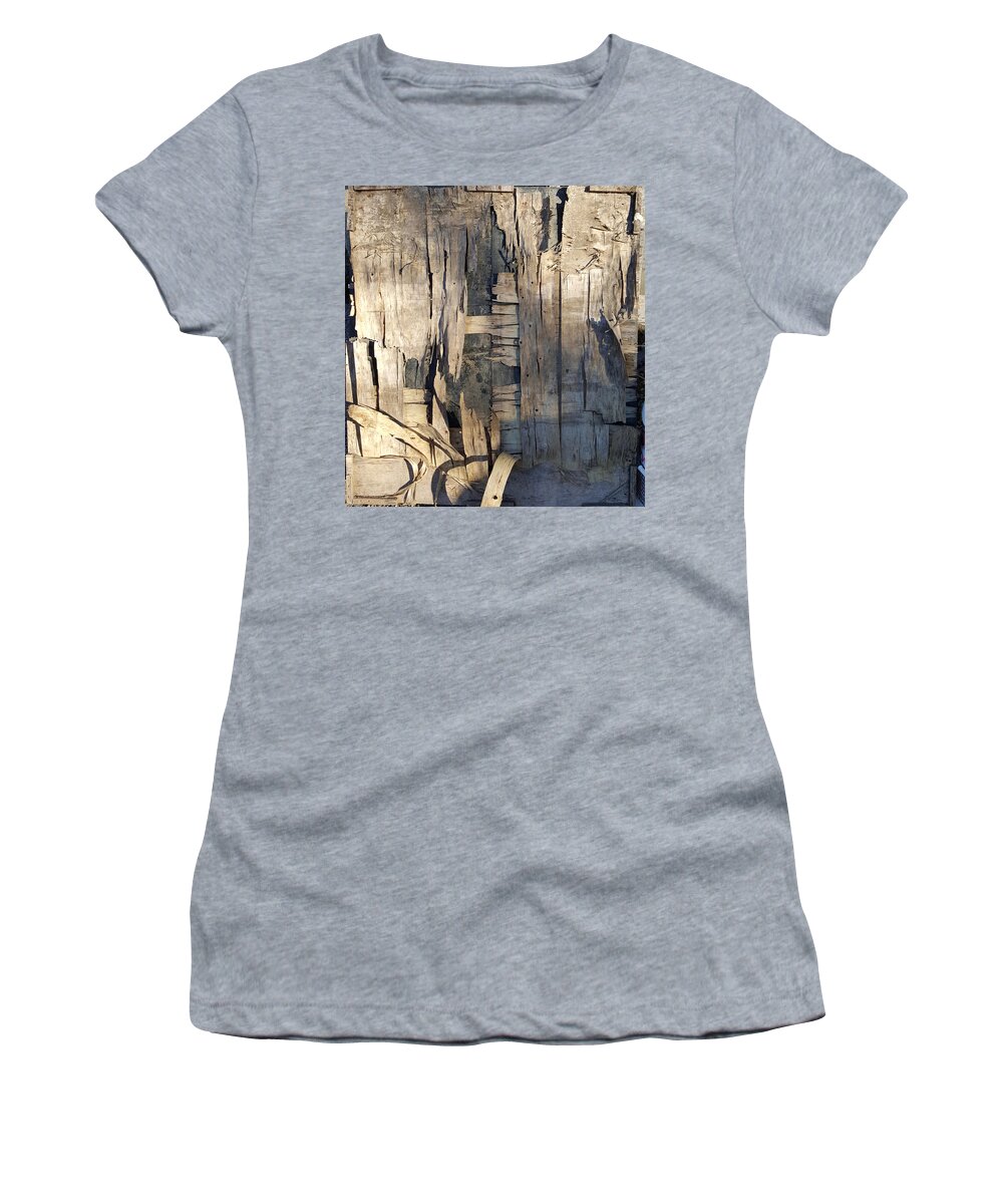 Abstract Women's T-Shirt featuring the photograph Weathered Plywood Composition by Lynn Hansen