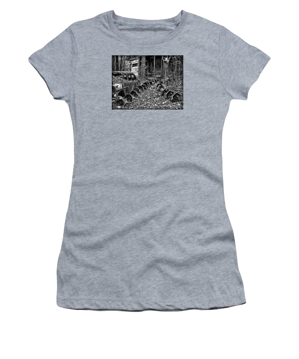 Junkyard Women's T-Shirt featuring the photograph Welcome to the Junkyard by Walt Foegelle