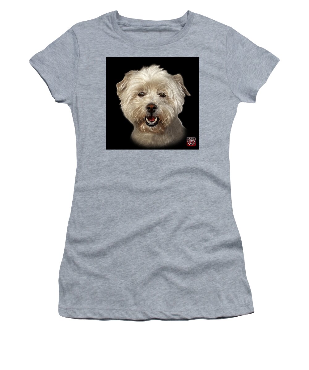 Westie Dog Women's T-Shirt featuring the mixed media West Highland Terrier Mix - 8674 - BB by James Ahn