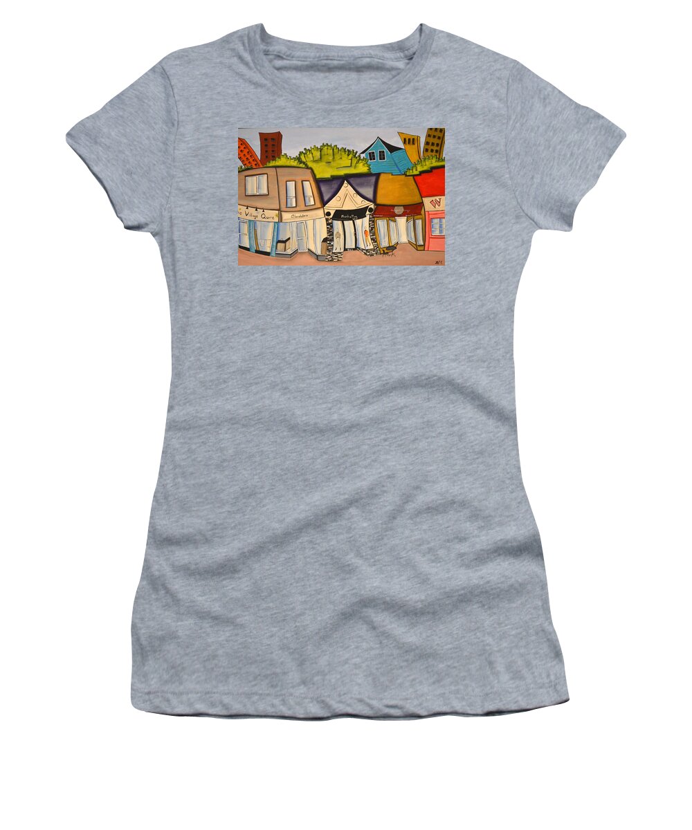 Abstract Women's T-Shirt featuring the painting Westboro Shopping by Heather Lovat-Fraser