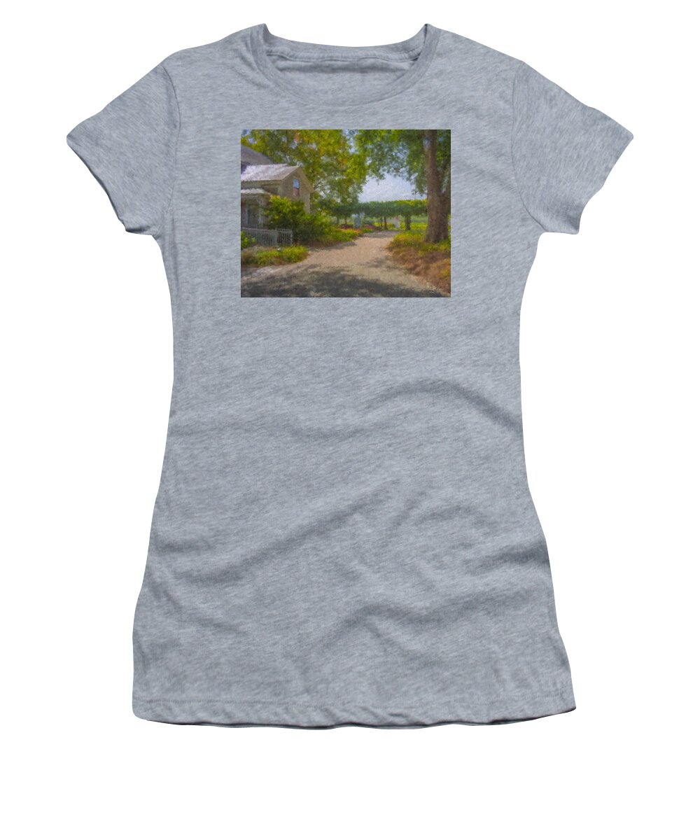 Westport Rivers Vineyard Women's T-Shirt featuring the painting Westport Rivers Vineyard Entrance by Bill McEntee