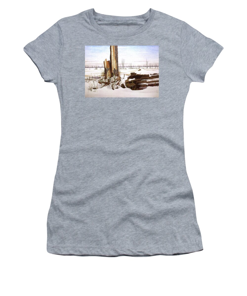 Snow Women's T-Shirt featuring the painting Wet Snow by Conrad Mieschke