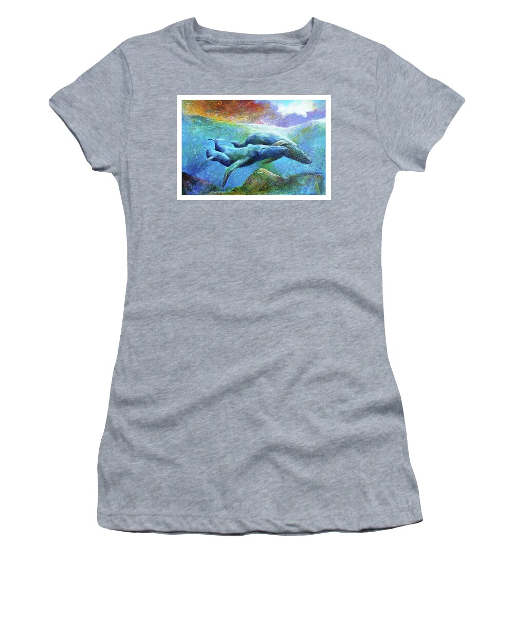 Whales Women's T-Shirt featuring the painting Whale Watch by David Maynard