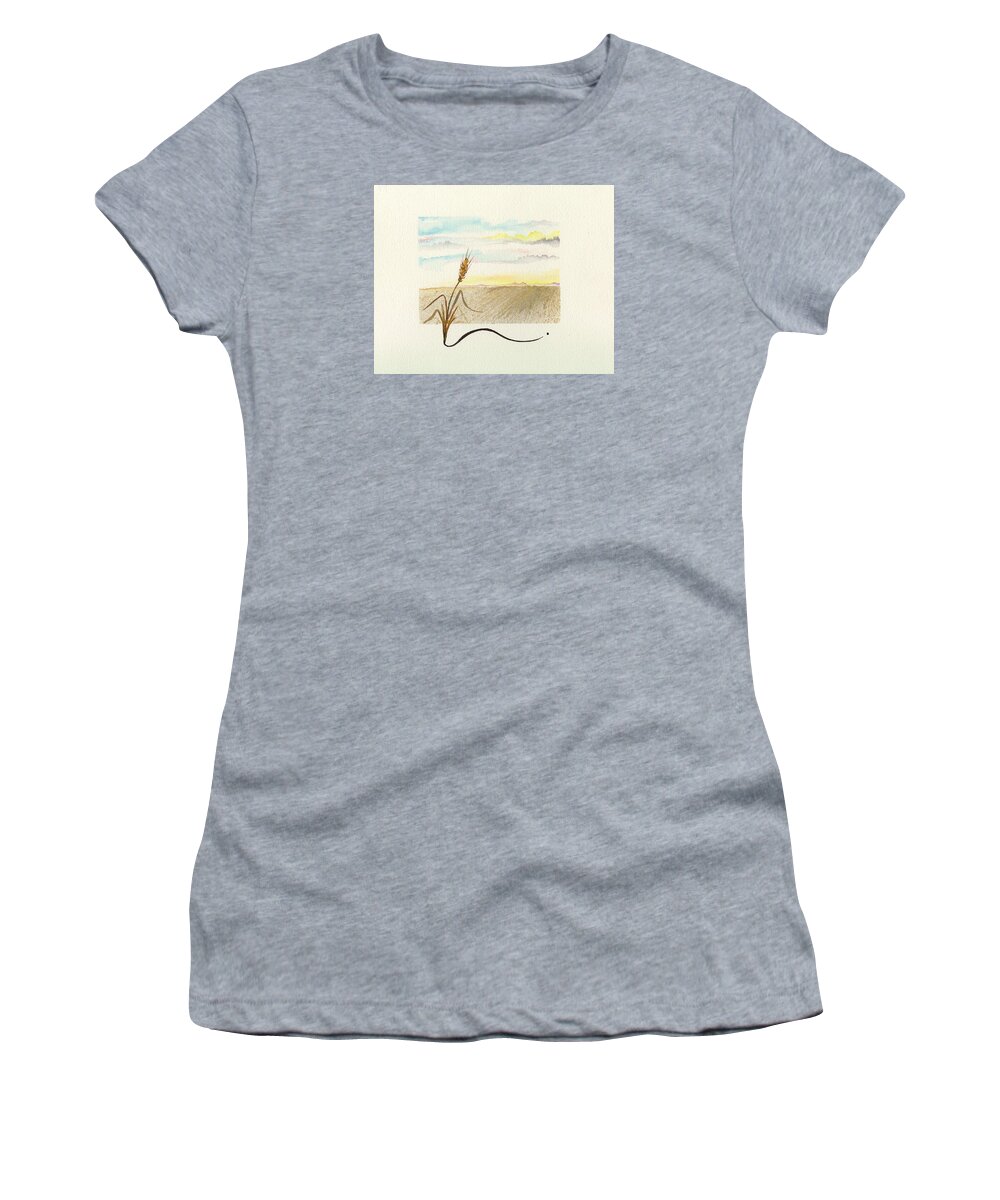 Meadow Women's T-Shirt featuring the painting Wheat field study four by Darren Cannell