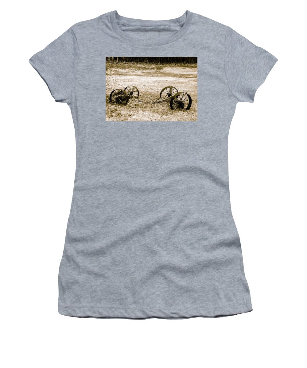 Antique Women's T-Shirt featuring the photograph Wheels of the Past by Robert McKay Jones