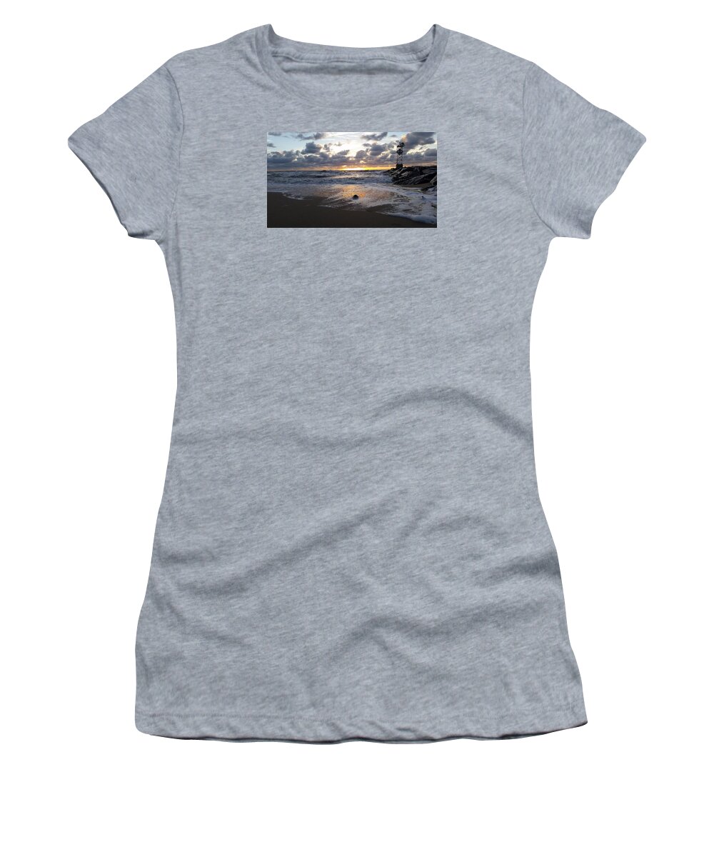 Animals Women's T-Shirt featuring the photograph Whelk Shell and Sunrise by Robert Banach