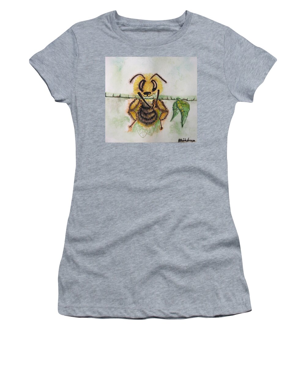 Bumblebees Women's T-Shirt featuring the painting Where Am I by Patricia Arroyo