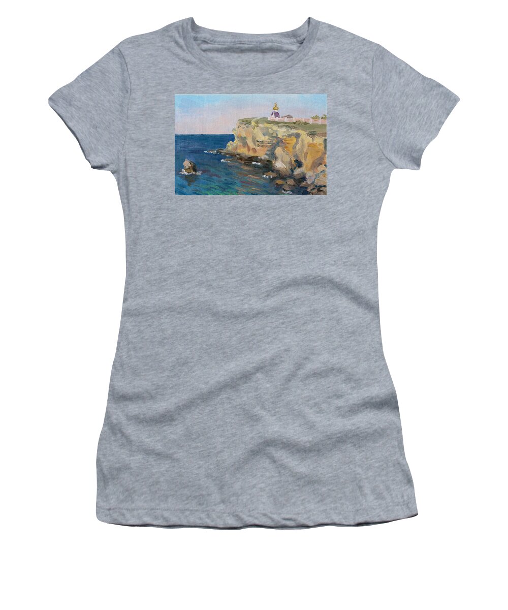 Black Sea Women's T-Shirt featuring the painting Where God Is by Alina Malykhina 